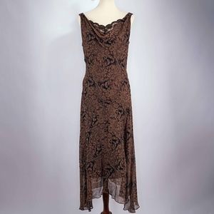 I.C.E. Romantic Boho Maxi Floral 100% Silk Dress